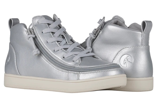 BILLY Sneaker Lace Mid Top PU Medium Wide Silver Grey Metallic BW22135-040 9-medium