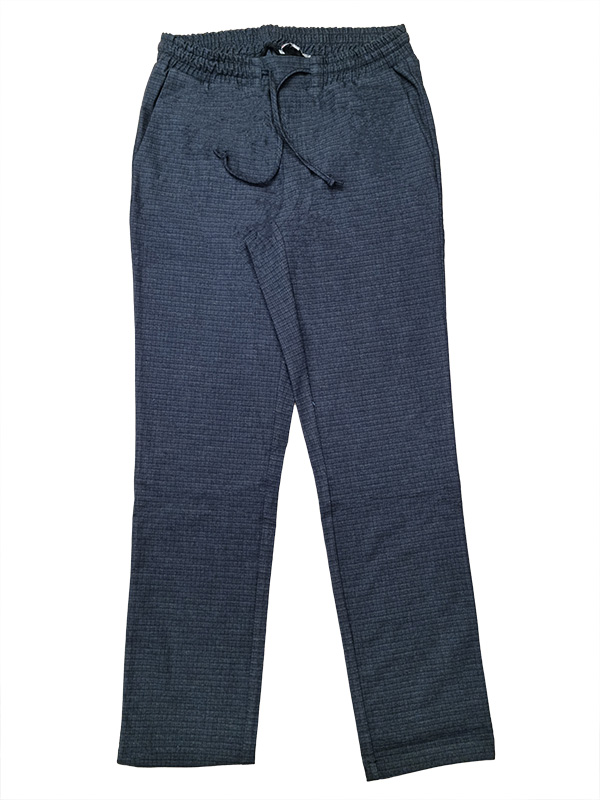 Chino-Freizeithose Alex, blaukariert mit Rundumtunnelzug 10354 XXXL